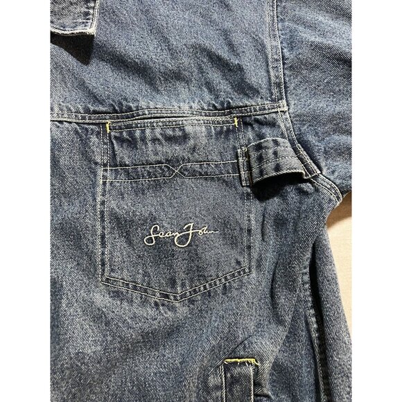Vintage 90s Sean John Carpenter Denim Jacket Size XL Big Heavy Embroidered Rare. - Picture 8 of 14